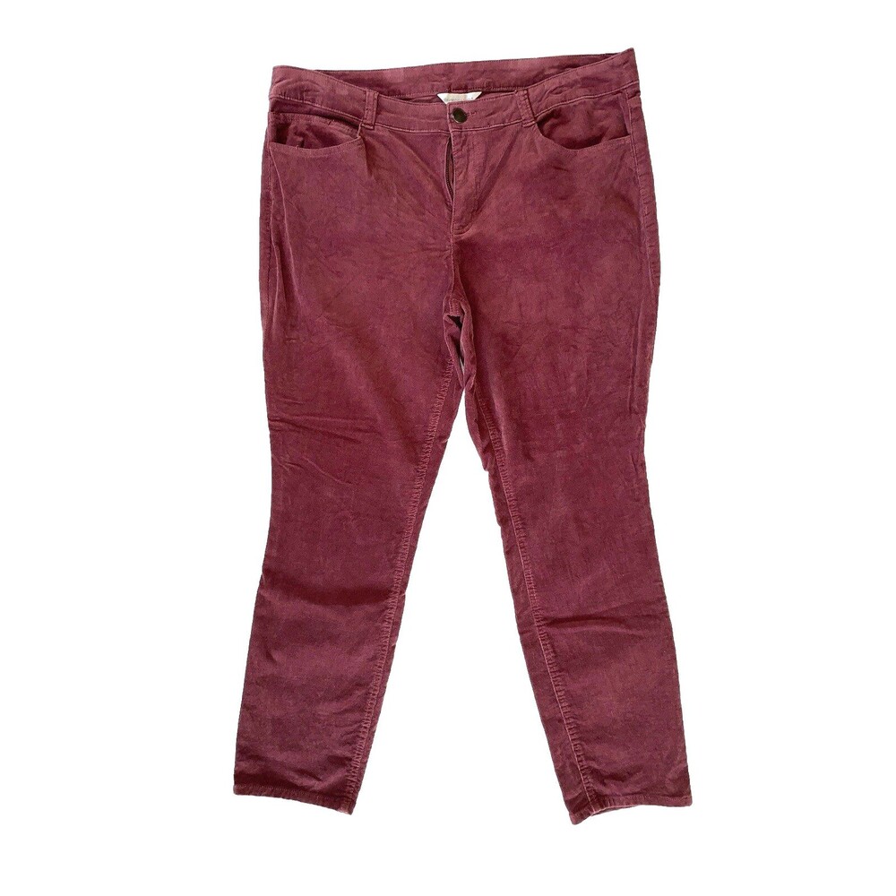 Christopher & Banks Corduroy High Rise Ankle Pants 16 Mauve Purple Stretch Boho